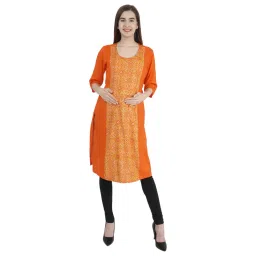 Morph Maternity Floral Printed Nursing Kurta - Orange-picture-11