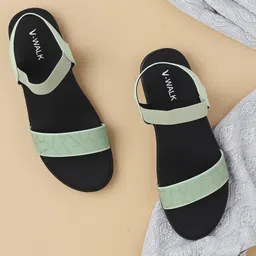 V-WALK Women Printed Open Toe Flats-16