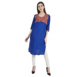 Morph Maternity Bright Printed Nursing Kurta - Blue-picture-22