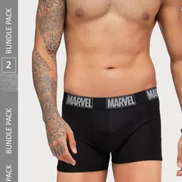 Zoiro Pack Of 2 Marvel Printed Detail Bio Polish Soft Elastic Waistband Trunks-picture-39