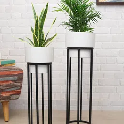 Homesake Set Of 2 Planters With Metal Stand-9