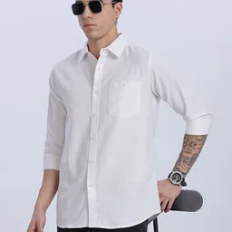 ODCC Men Solid Spread Collar Casual Shirt-picture-29