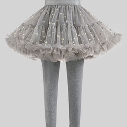 INCLUD Girls Star Printed Tulle Overlay Skirt Tutu Leggings-image-25