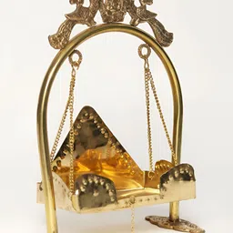 Exotic India Gold-Toned Peacock Design Swing for Deity (Multiple Sizes)-image-74