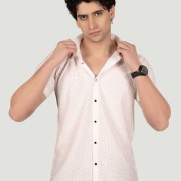 ALMATY Men Comfort Spread Collar Textured Elastane Casual Shirt-image-36