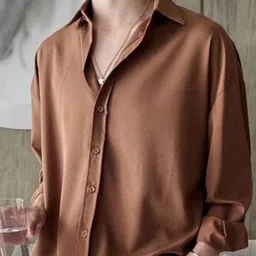 KPOP Men Original Oversized Regular Fit Solid Spread Collar Casual Shirt-image-45