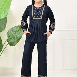 BAESD Girls Embroidered Long Sleeves Pure Cotton Top With Trousers-picture-45