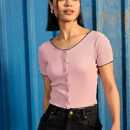 CORSICA Contrast Stitch Front-Open Ribbed Top-picture-47