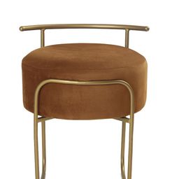 Blck Homes Brown Velvet & Metal Round Ottoman-image-42