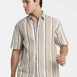Campus Sutra Men Comfort Spread Collar Vertical Striped Polycotton Casual Shirt-image-76