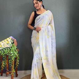 HERE&NOW Poly Georgette Ready to Wear Saree-image-87