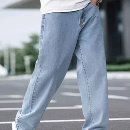 ANGERHOOD Men Cotton Baggy Fit Mid-Rise Light Fade Jeans-picture-21