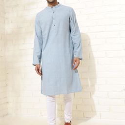 Fabindia Men Striped Mirror Work Kurta-image-29