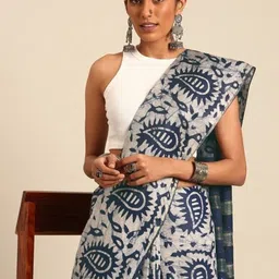 NK Textiles Batik Pure Cotton Block Print Saree-picture-49