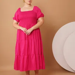 Sztori Women Puff Sleeve Fit and Flare Maxi Dress-image-78