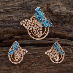 Kushal's Fashion Jewellery Rose Gold-Plated Zircon Embellished Bridal Drop Earrings-picture-7