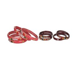 SOMIL Set of 8 Orange Alloy Bangles-image-84