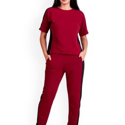BOMBSHELL Colourblocked Round Neck T-Shirt & Trousers-image-55