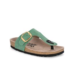 AfroJack Women Textured T-Strap Flats With Buckles-5