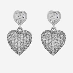 Kushal's Fashion Jewellery Rhodium-Plated Heart Shaped Zircon Studded Drop Earrings-picture-42