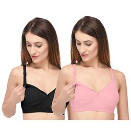 Fabme Set of 2 Non-Wired Seamless Bra - Pink & Black-image-23