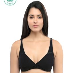 Inner Sense Solid Organic Antimicrobial Feeding Bra -  Black-image-1