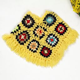 USHA ENTERPRISES Flower Design Half Sleeves Poncho - Multi Colour-image-88