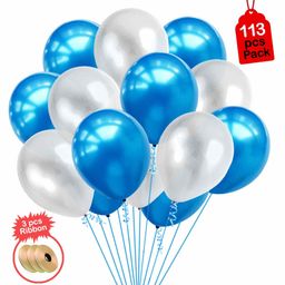Party Propz Metallic Balloons Blue and White - Pack of 113-image-82