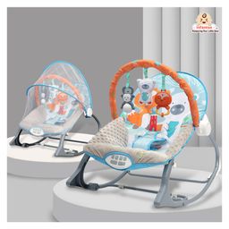 INFANTSO Baby Rocker Portable with Free Mosquito Net & Calming Vibrations & Musical Toy - Blue-1