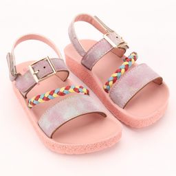 Pine Kids  Party Wear Sandals With Dual Velcro Closure - Red Pink-image-20