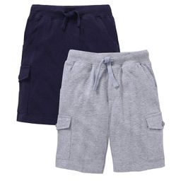 Kiddopanti Pack Of 2 Solid Colour Shorts - Light Grey & Navy Blue-image-29