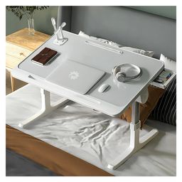 StarAndDaisy Multipurpose Bed Table With USB Hub Fan & Night Lamp - Grey-11