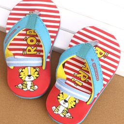 Cute Walk By Babyhug Flip Flop Tiger Print - Red-picture-12