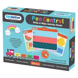 Eduketive Pen Control Write & Wipe Reusable Activity Sheet - Multicolour-20