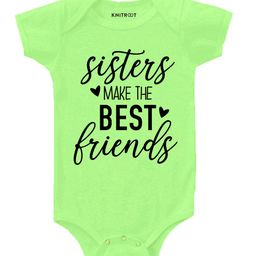 KNITROOT Half Sleeves Sisters Best Friends Print Onesie - Green-image-41