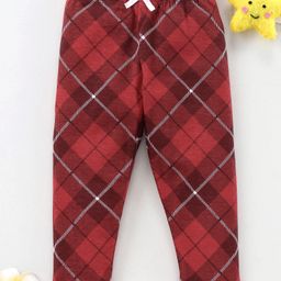Babyhug Full Length Checks Leggings - Red-image-89