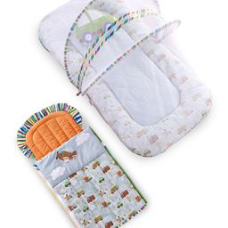 Babyhug Premium Mosquito Net Gadda Set and Premium Baby Nest Bag - Transport Theme-17