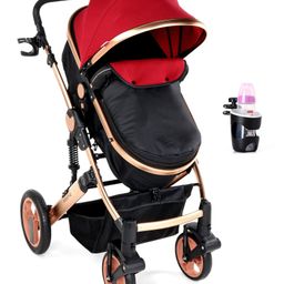 Babyhug Majestic Stroller Cum Carry Cot With Canopy - Red-19