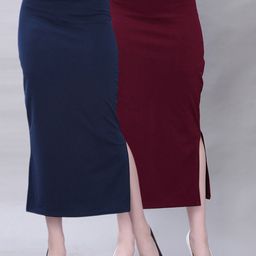 Selvia Pack Of 2 Mid-Rise Saree Shapewear with Side Slit-image-85