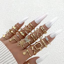 Jewels Galaxy Set Of 23 Gold-Plated  Stackable Finger Ring-4