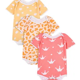 Yellow Doodle Infants Pack Of 3 Printed Cotton Bodysuit-picture-50