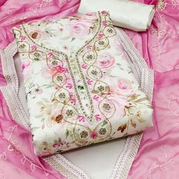 SHADOW & SAINING Embellished Semi-Stitched Dress Material-image-85