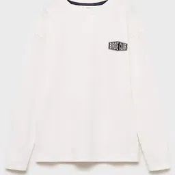 Mango Kids Boys Typography Printed Drop-Shoulder Sleeves Cotton T-shirt-49