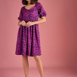 DressBerry Floral Print Crepe Fit & Flare Dress-picture-30