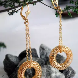 BeAbhika Gold-Plated Contemporary The Swinging Donuts Drop Earrings-3