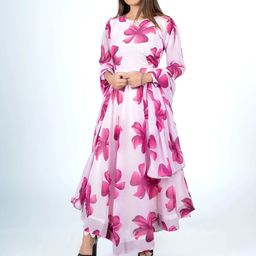 Raiyani Enterprise Women Floral Printed Anarkali Kurta With Dupatta-picture-42
