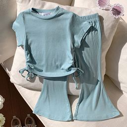 YK Girls Printed Top With Trouser Clothing Set-image-71