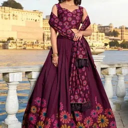 Warthy Ent Embroidered Sequinned Semi-Stitched Lehenga & Unstitched Blouse With Dupatta-15