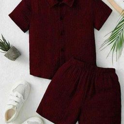 THE FASHION PRIME Boys Shirt Collar Short Sleeves Shirt With Short-image-90