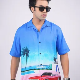 Eszett Graphic Printed Short Sleeves Pure Cotton Shirt-image-10